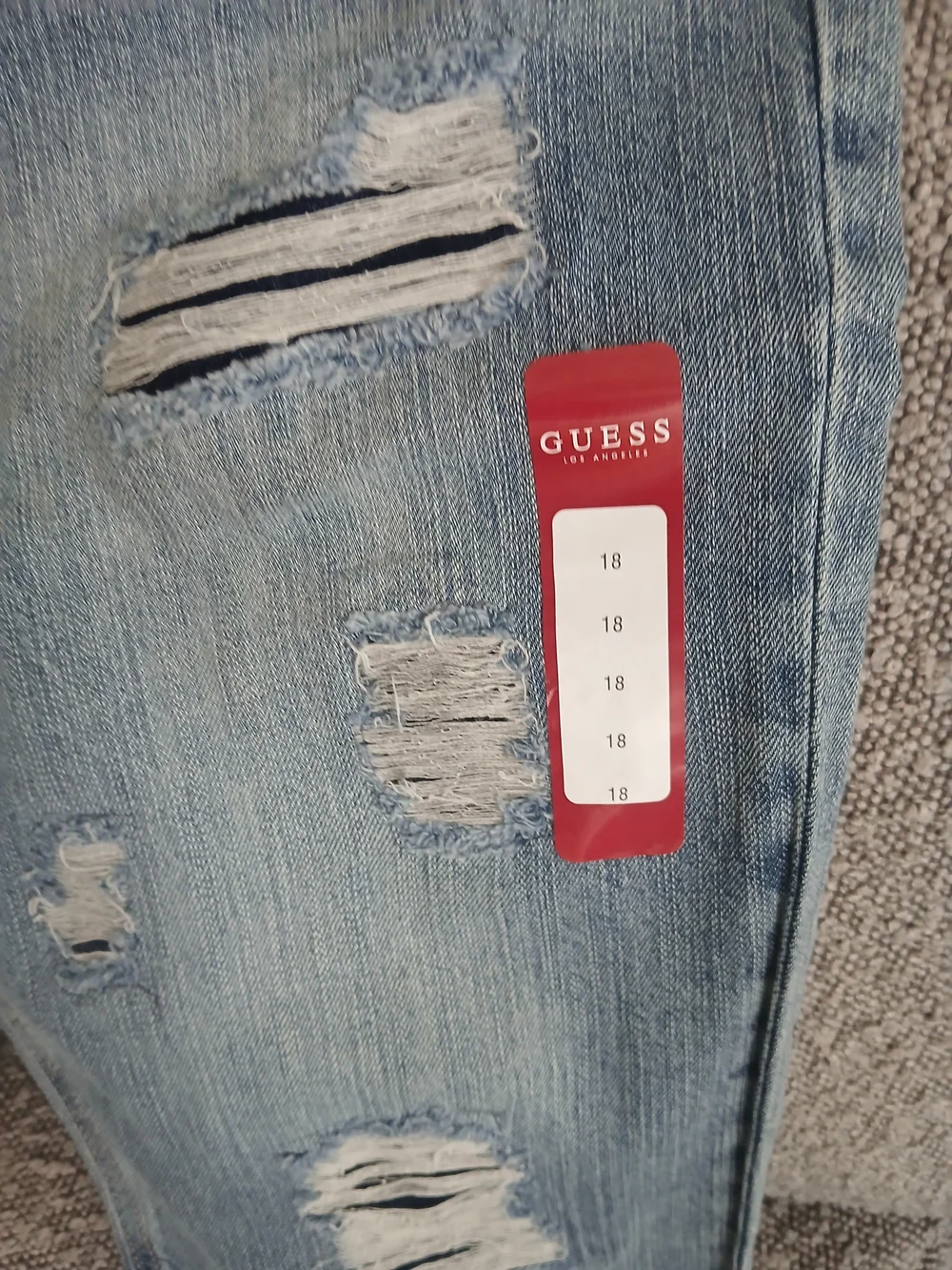 GUESS Men’s Distressed Light Blue Slim Straight Jeans - Picture 6 of 9